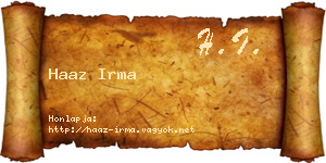 Haaz Irma névjegykártya
